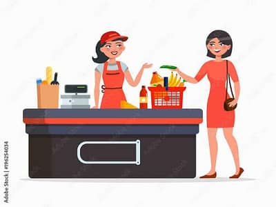 Required female cashier in cash and carry
