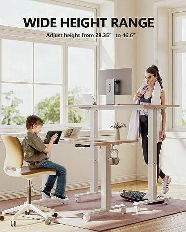 Brand New Height Adjustable Desk | No Wobbling | White | Rs 65,000