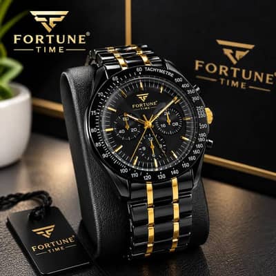 Fortune time black gold business luxury watch