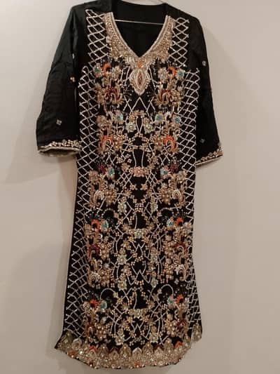 fornal fancy black dress fully hand work