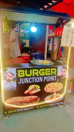 Burger Shawarma & fries display counter