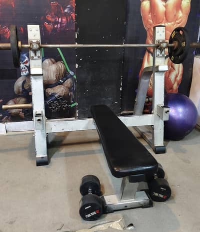 imported bench press road and 4 plates 10 kg