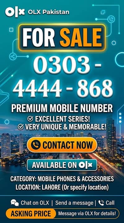 0303 4444 868 JAZZ GOLDEN NUMBER