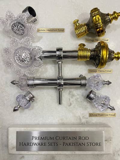 Luxury Crystal Curtain Rod Finials - Faceted Glass & Chrome Base