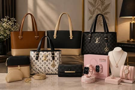 Women’s Fashion Combo – Watches & Stylish Handbags | Rs. 2,450–2,500