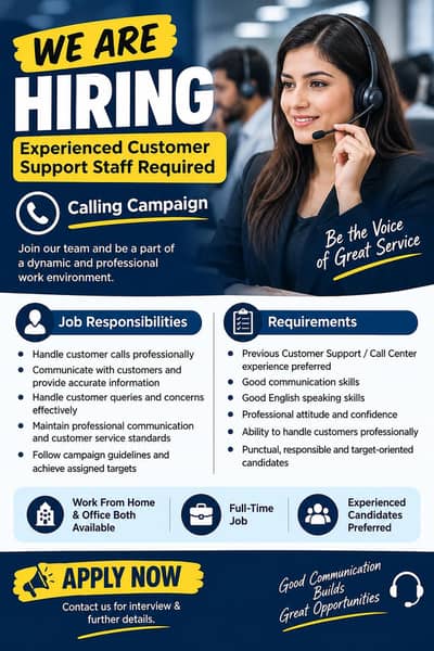 Experienced Customer Support Staff Required