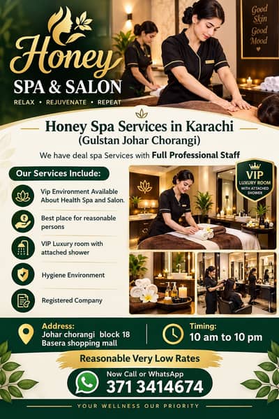 Spa and Saloon Services in karachi / Spa 0371 3414674