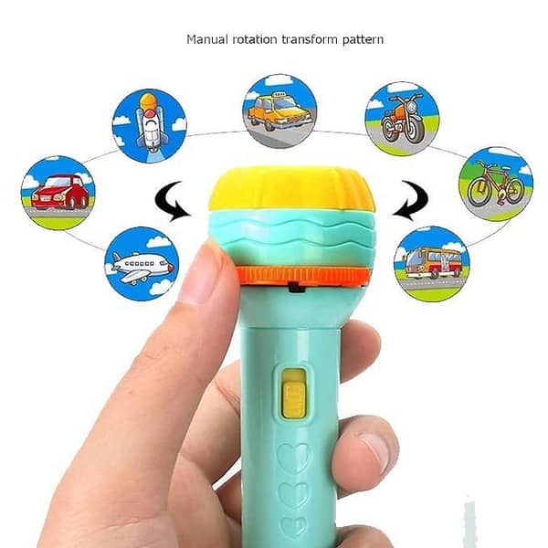 T  2 in 1 Projctor & Flash Light - Mini Projctor Torch Kids - Flashlight Story book Educational Light-up Toys - Sleep Light Preschool Fairy Tale Projection Lamp gift