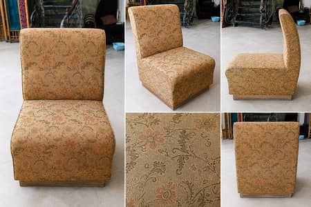 Set of 6 Vintage Upholstered Chairs / Sofa Seats – Floral Design