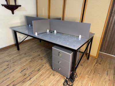 Cupboard Workstation and shelves full office setup table 4person urgen