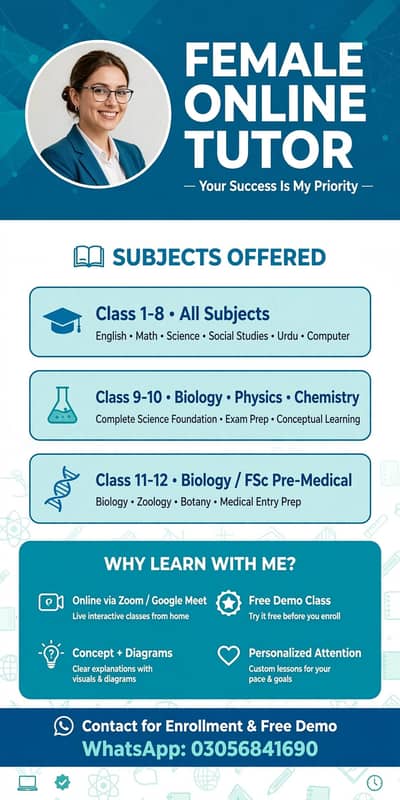 Female online tutor