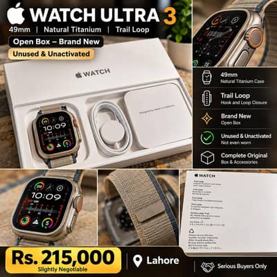 Apple Watch Ultra 3 49mm Natural Titanium – Brand New Open box