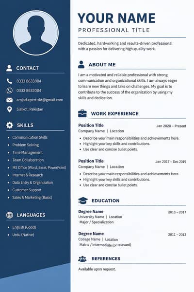 Professional CV / Resume Design – Only Rs. 500