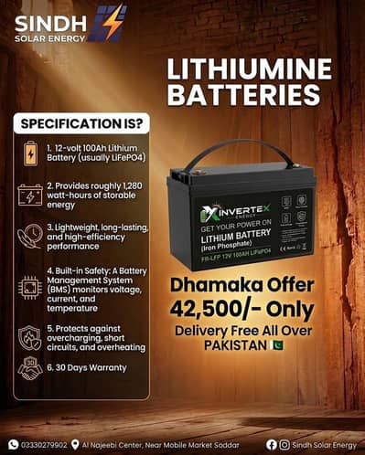 12 VOLT 100 Ampairs Lithium battery For Sell