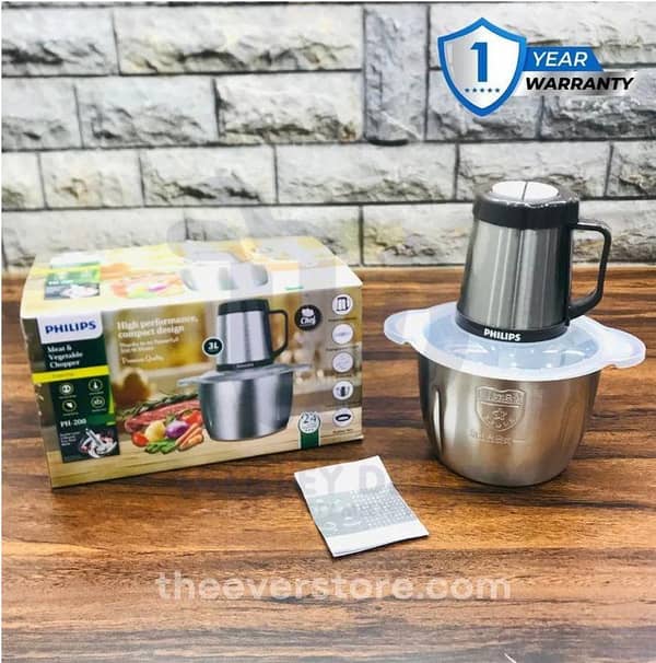 T  Premium - Quality Multi-Function Food Processor | 3L Capacity - Hand blender - Stainless steel bowl - Meat chopper - Grinder machine - Qeema machine - Mincer - Slicer machine - House hold mini electric food grinder - Kitchen Home Appliances