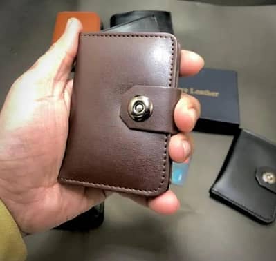 Boy's premium leather wallet mustard brown and black colour snap