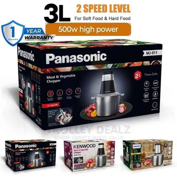 T  Premium - Quality Multi-Function Food Processor 3L Capacity - Hand blender - Stainless steel bowl - Meat chopper - Grinder machine - Qeema machine - Mincer - Slicer machine - House hold mini electric food grinder - Kitchen Home Appliances