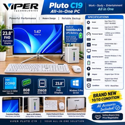 PC/Viper Pluto C19 All-in-One PC/i3 13th Gen /8GB/256GB NVMe /23.8" FH