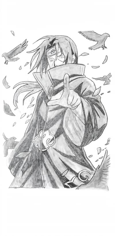 HandMade Itachi Uchiha Pencil Sketch . Anime Drawing By Artist Mohid