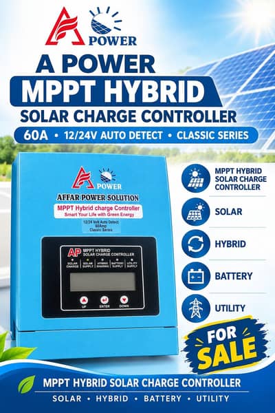 A Power MPPT Hybrid Solar Charge Controller 60A – 12/24V Auto Detect