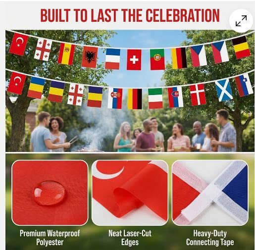 2024 EURO Football Championship Bunting Flags - 24 Participating Teams European Flag Banner (2 Packs x 8M) for Garden, Bar & Party Decoration  R5802