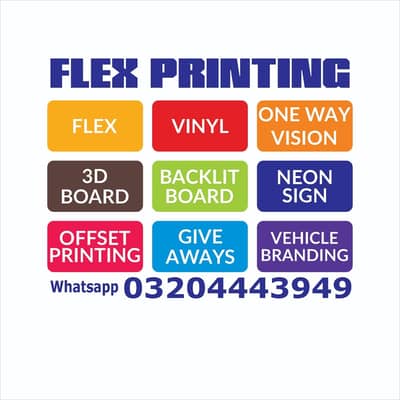 FLEX PRINTING | 3D SIGN BOARD | PAPER PRINTING