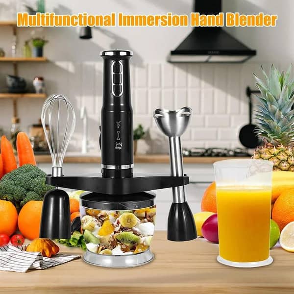 T  Hand Blender for Multifunctional Kitchen, 3 Speed and Turbo Mode Immersion Blender Handheld, 600W Speed Stick Blender Double Mixing Blades
