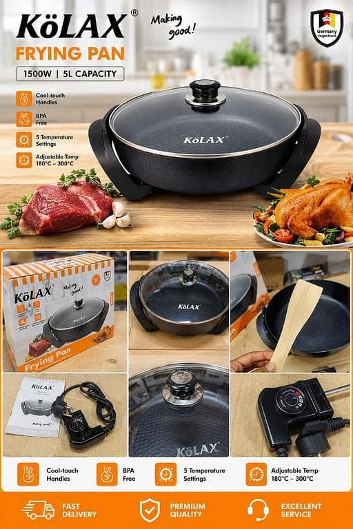 T  Imported 5L Electric Fry Pan – Multi-Purpose Cooking Pan for Fast & Easy Meals