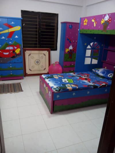 Bunk bed triple and two cupboards.
