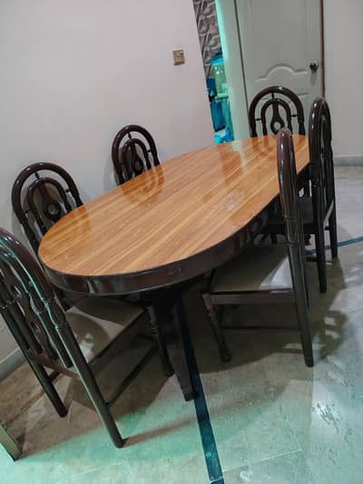 pure wooden dining table with 6 chair