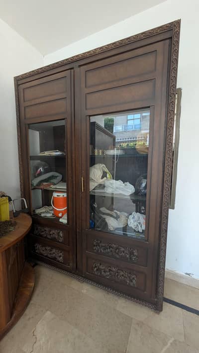 wood and glass finish showcase