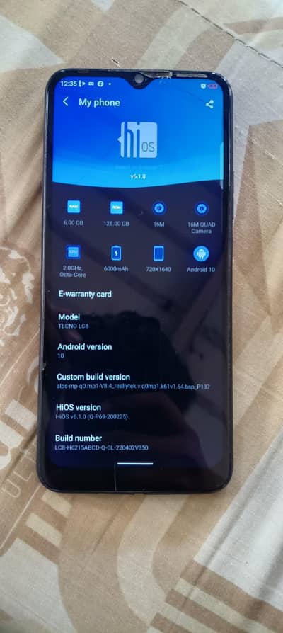 Tecno mobile 6GB ram 128 GB memory for sale