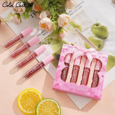 4 Pcs Matte Lip Gloss Set multicolor Nude shades