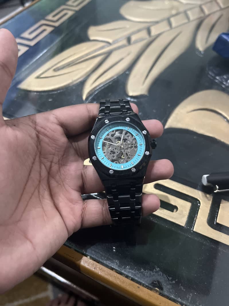 Sekeleton black automatic watch 0
