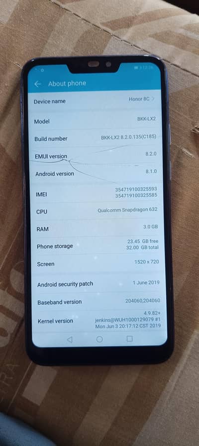 Huawei mobile for sell 3GB ram 32GB memory