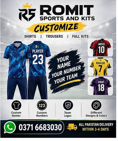  Customized Sports Shirts, Trousers & Full Kits | Romit Sports
