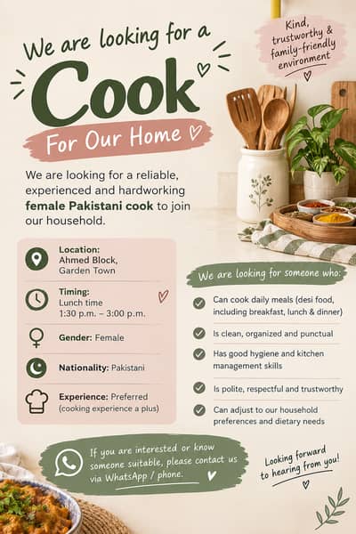 Cook needed