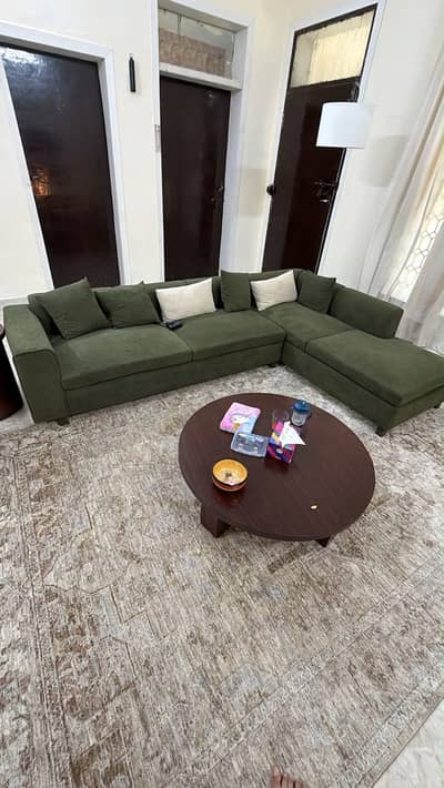 2 month used Sofa with center table.
