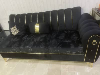 Black & Golden L-Shape Sofa 3/2/2