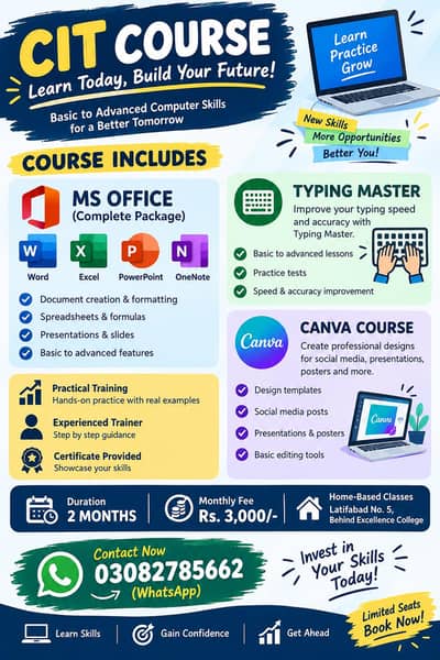 Computer Courses at Home | CIT, MS Office, Typing master