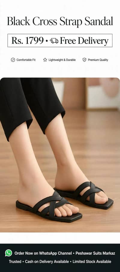 Black corss strap Sandals  for women 2 on stock