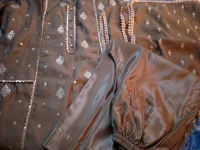 cotton net shirt and dupatta with cotton silk trouser