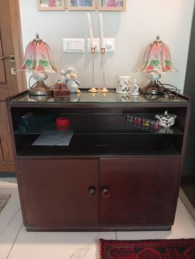 Tv trolley with cabinet and shelves