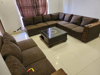 9 sitter Sofa set L shape with Center Table For Sale