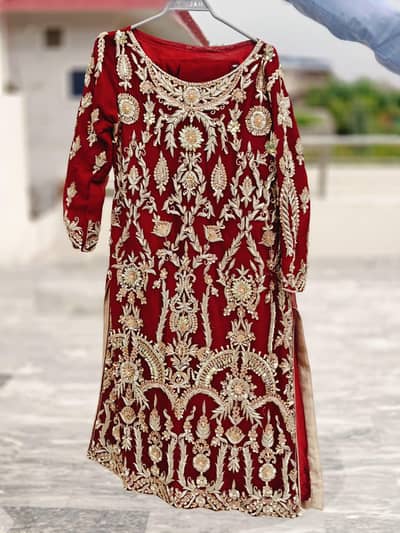 Bridal Lehenga | Blood Red & Golden Heavy Dress| 1 Time Used