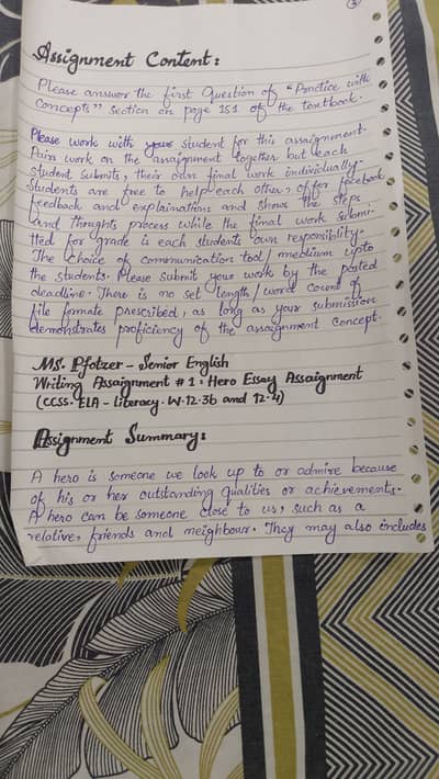 handwritten assignment work