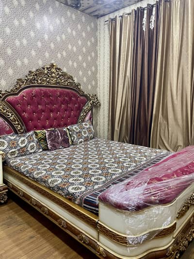 Bedroom ,dressing  ,two side table ,showcase wooden, iran stand