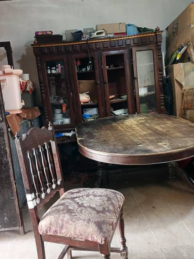 1 showcase . 1 dinning table.  6 chair dining table