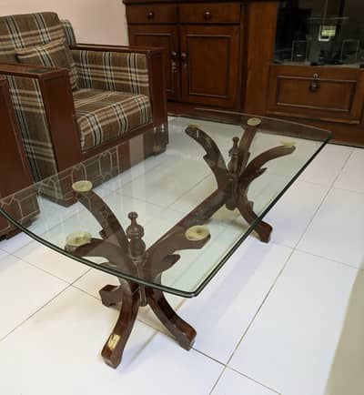 Solid Wood Glass-Top Coffee / Center Table