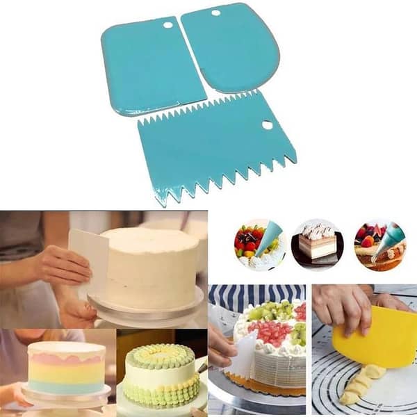 T  3PCS/Set DIY Cake Cream Scraper Set Cake Decorating Tools Multifunctional Kitchen Baking Tool